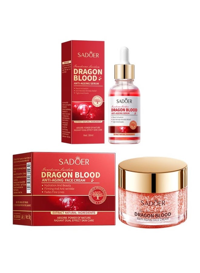 SADOER Dragon Blood Anti-Aging Face Cream 50gm & Dragon Blood Anti-Ageing Serum 30ml - Image 2