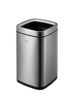 EKO LAGUNA SERIES | Brushed Stainless Steel Finish | Fingerprint-Resistant | Open-Top Trash Bin | Metallic Grey | Medium | 28L  - Image 1