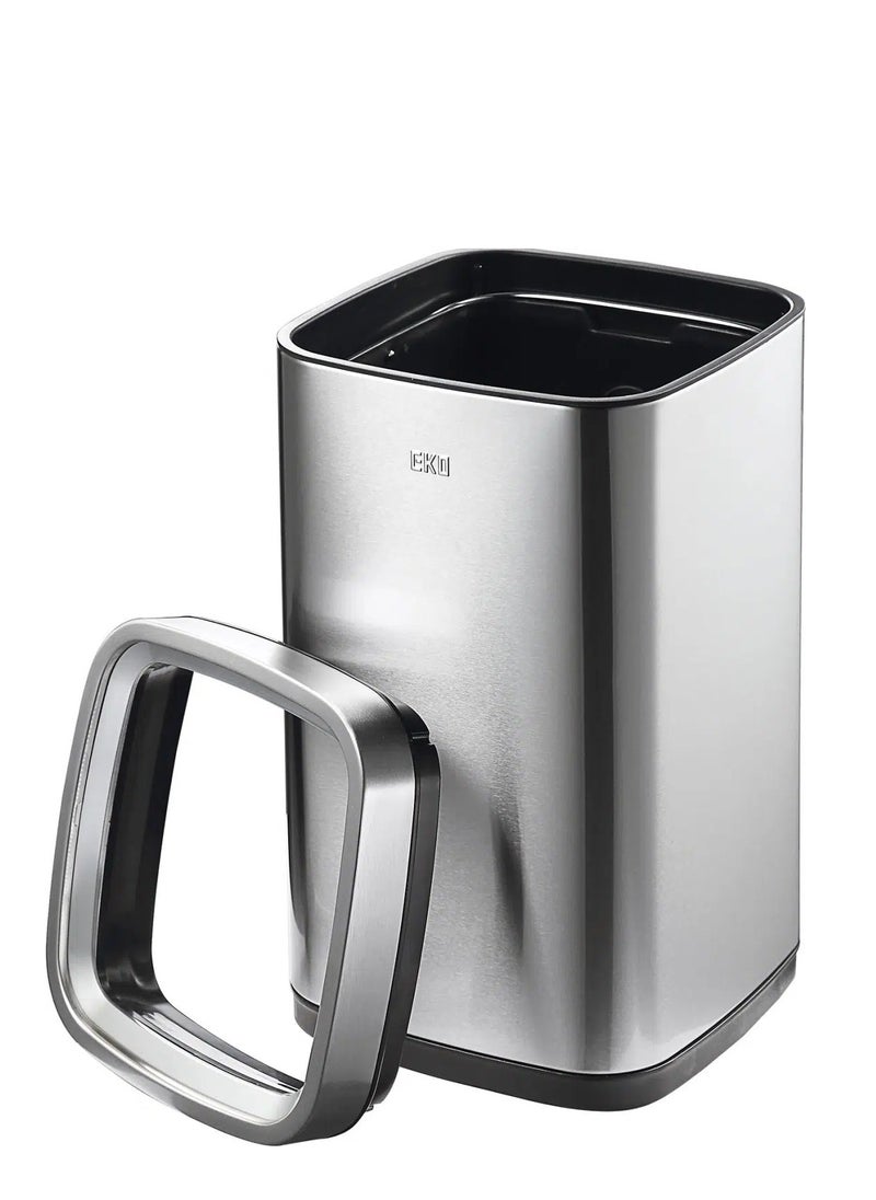 EKO LAGUNA SERIES | Brushed Stainless Steel Finish | Fingerprint-Resistant | Open-Top Trash Bin | Metallic Grey | Medium | 28L  - Image 2