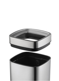 EKO LAGUNA SERIES | Brushed Stainless Steel Finish | Fingerprint-Resistant | Open-Top Trash Bin | Metallic Grey | Medium | 28L  - Image 3