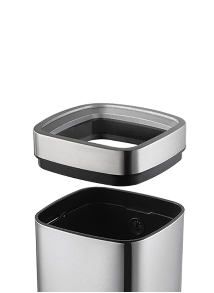 EKO LAGUNA SERIES | Brushed Stainless Steel Finish | Fingerprint-Resistant | Open-Top Trash Bin | Metallic Grey | Medium | 28L  - Image 3