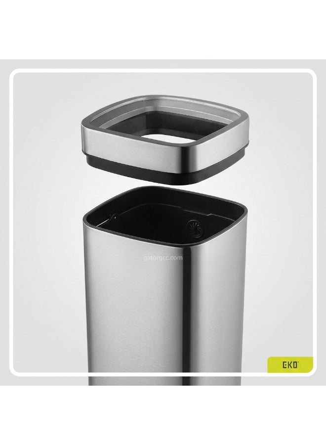 EKO LAGUNA SERIES | Brushed Stainless Steel Finish | Fingerprint-Resistant | Open-Top Trash Bin | Metallic Grey | Medium | 28L - Image 3
