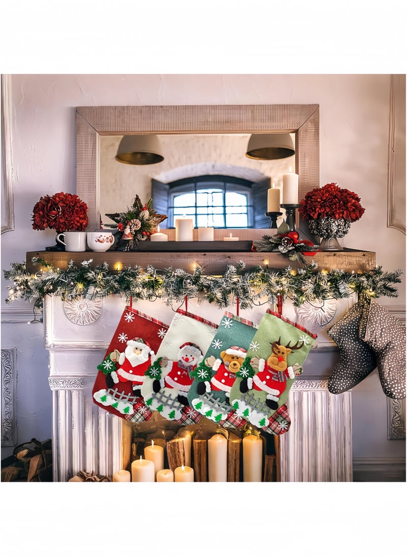 GGEROU 4 عبوات من جوارب عيد الميلاد جوارب عيد الميلاد أكياس هدايا 3D رجل ثلج لطيف غزال دب شخصيات عيد الميلاد جوارب كبيرة الحجم زينة عيد الميلاد - Image 3