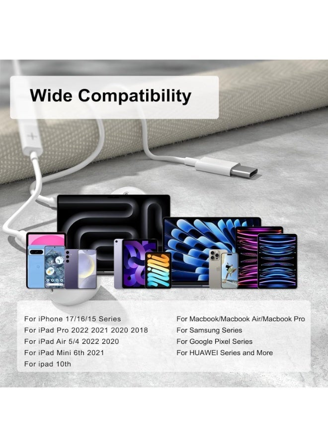 Type-C Wired Earphones with Mic & Volume Control, USB-C Stereo In-Ear Headphones with Noise Isolation, High-Quality Sound, Comfortable Fit for Type-C Smartphones, Tablets & Laptops – White - Image 3