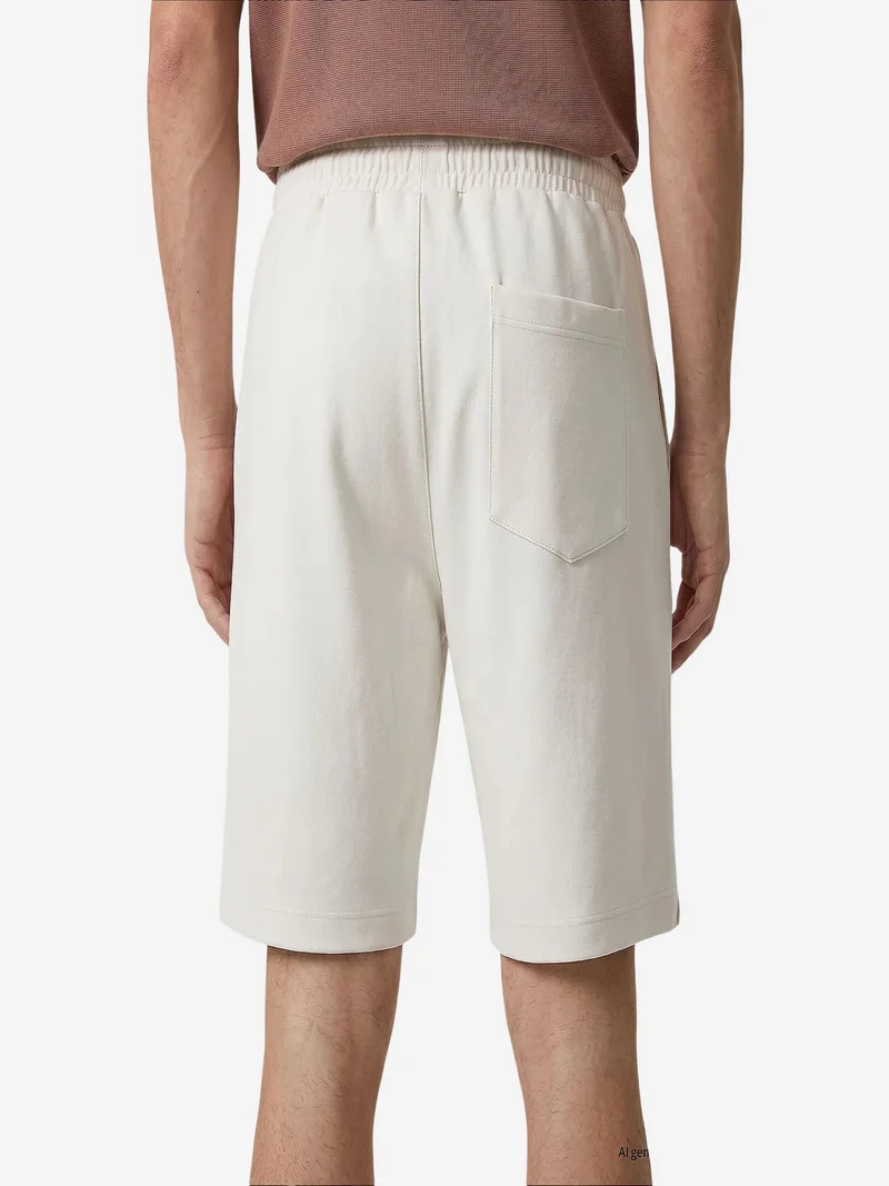Tommylife Ivory Natural TOMMY Men's Mid Waist Jersey Shorts for Men | Best Price UAE