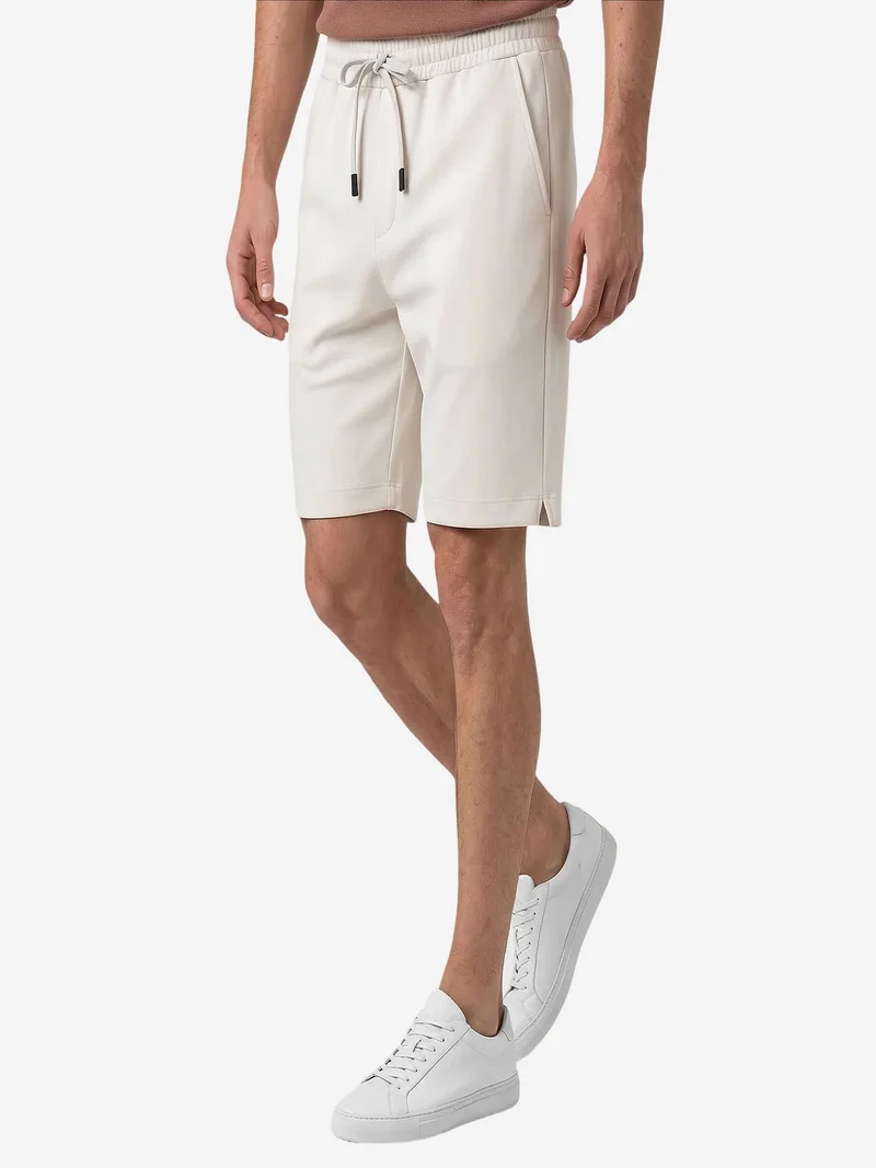 Tommylife Ivory Natural TOMMY Men's Mid Waist Jersey Shorts for Men | Best Price UAE