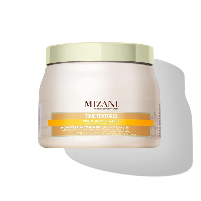 Mizani قناع بخار الطين المغربي من ميزاني True Textures - يرطب ويغذي بعمق بزيت جوز الهند، للشعر المجعد - Image 1