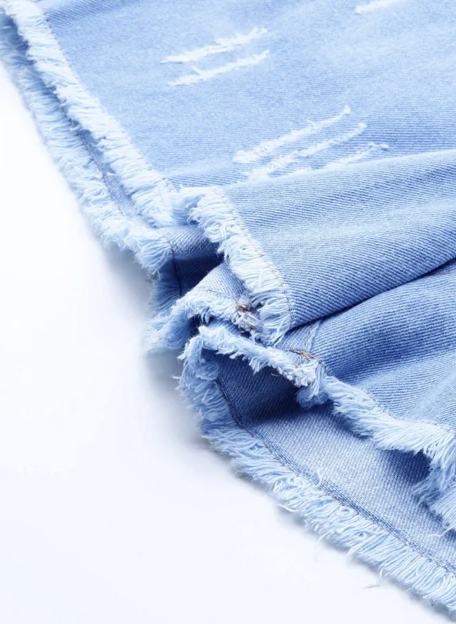 ساسافراس شورت جينز نسائي ممزق بخصر مرتفع