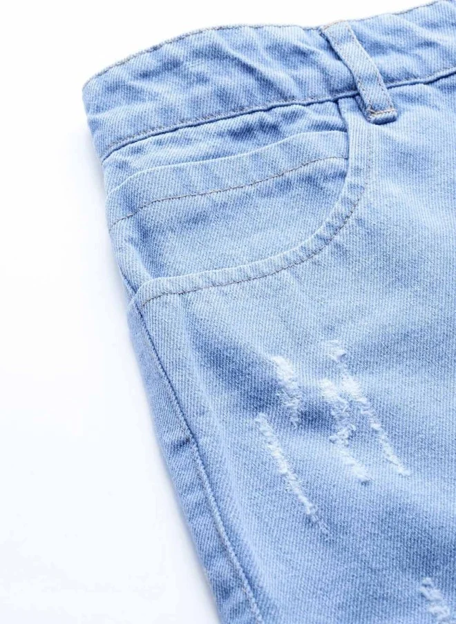 ساسافراس شورت جينز نسائي ممزق بخصر مرتفع