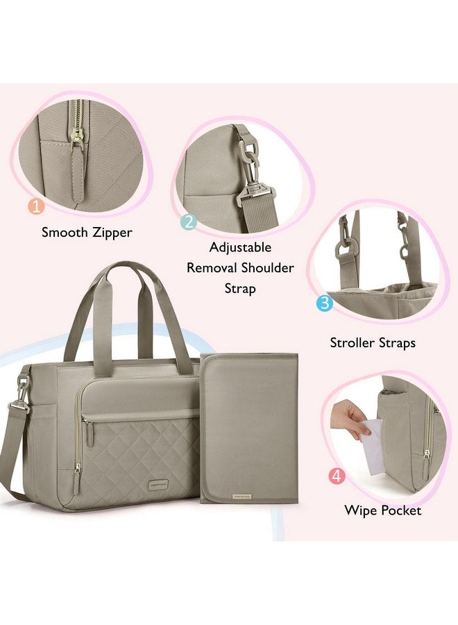 MOMMORE mommore Diaper Bag Tote with Changing Pad, Dry And Wet Compartment Large Capacity Baby Bag Crossbody Travel Maternity Bag, Grey  - Image 5