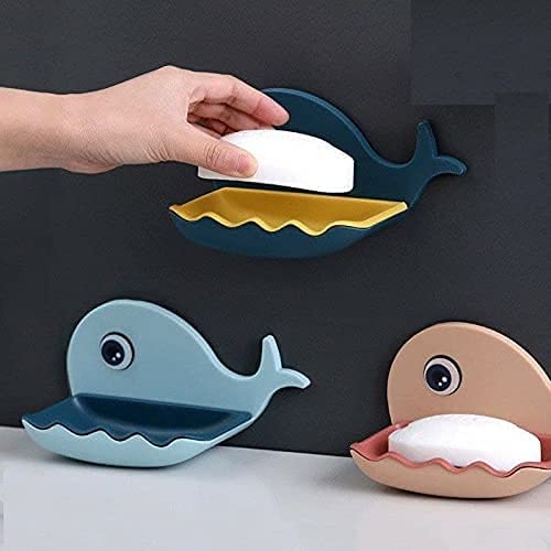 Sygnius Fish Shape Soap Dish Case Holder Bathroom Accessory - Multi Color Fish Soap Dish Set of 3 - Image 1