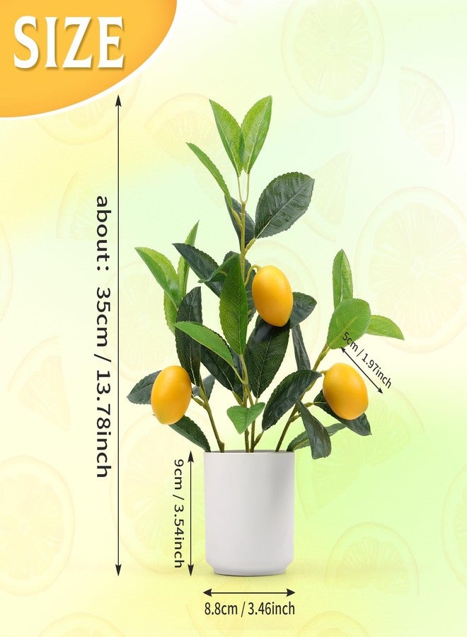 Woration Artificial Yellow Lemons Plants with White Pot 14.5inches Faux Fake Lemon Branch Potted Greenery Wedding Home Office Desk Decoration Table Centerpiece - Image 3