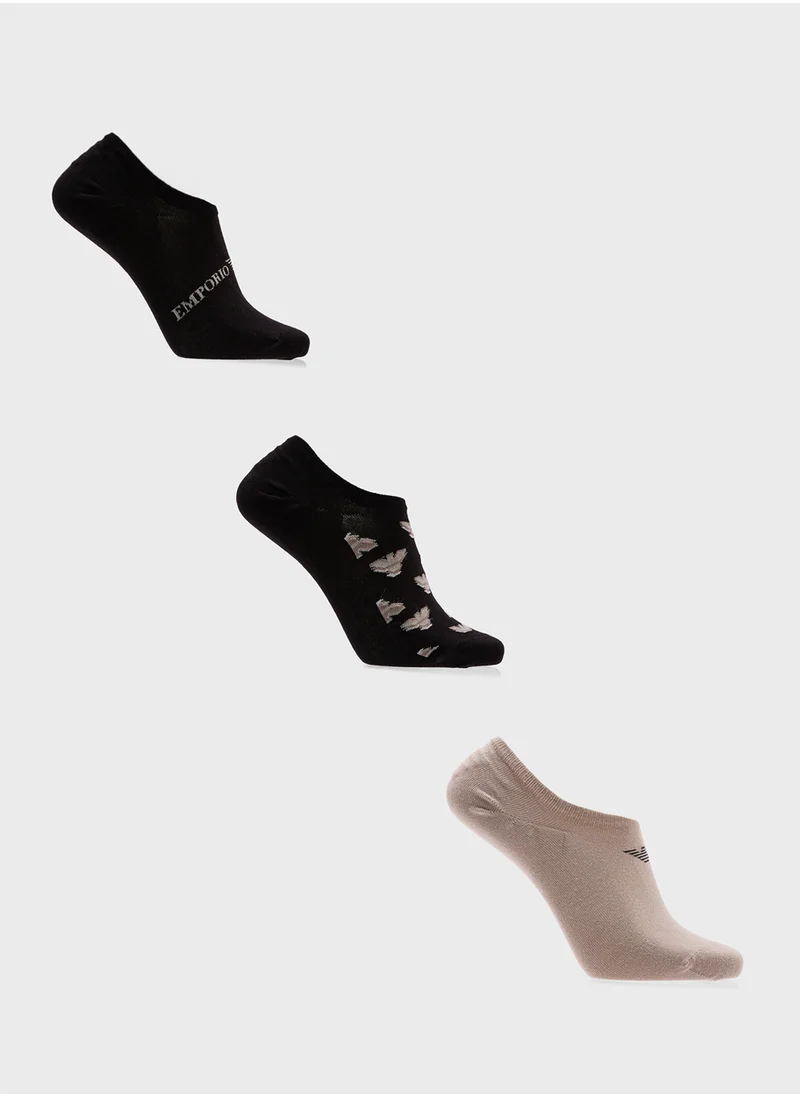 امبوريو ارماني 3 Pack Logo Ankle Socks