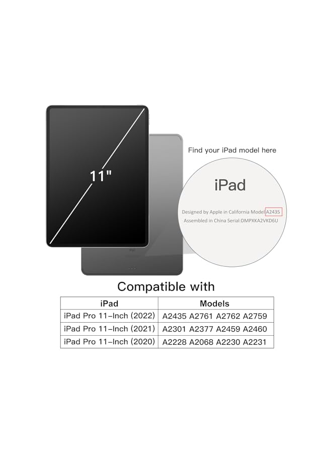 Jetech حافظة لجهاز ايباد برو 11 4 3 2 11 انش 2022 2021 2020 موديل الجيل الرابع 3Rd 2Nd مع حامل قلم وجيب متعدد الزوايا ومساحة عرض باللون الرمادي - Image 2