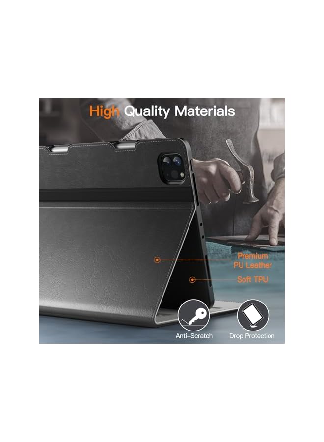 Jetech حافظة لجهاز ايباد برو 11 4 3 2 11 انش 2022 2021 2020 موديل الجيل الرابع 3Rd 2Nd مع حامل قلم وجيب متعدد الزوايا ومساحة عرض باللون الرمادي - Image 3