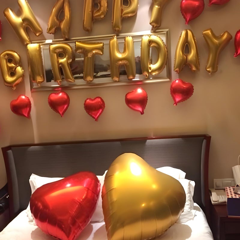 Vibzox Red Gold Heart Balloons, 18 Inch Red and Champagne Gold Heart Shape Balloons, 12PCS Large Heart Helium Foil Love Balloon for Birthday Baby Shower Engagement Christmas Party New Year Party Decorations - Image 5