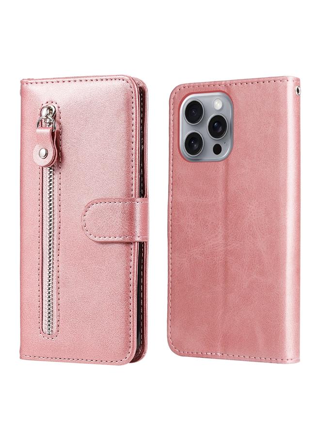 The Bros Case For iPhone 16 Pro Max Fashion Calf Texture Zipper Leather Phone Case