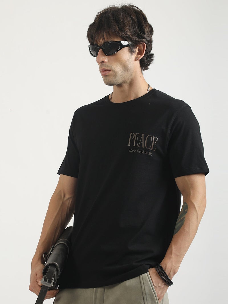 Maniac Mens Printed Round Neck Half Sleeve Hunter Green and Black Cotton T-Shirt - Image 5