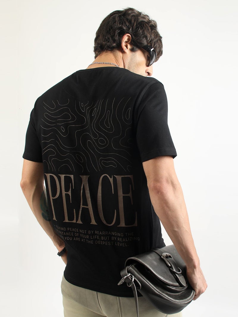 Maniac Mens Printed Round Neck Half Sleeve Hunter Green and Black Cotton T-Shirt - Image 3