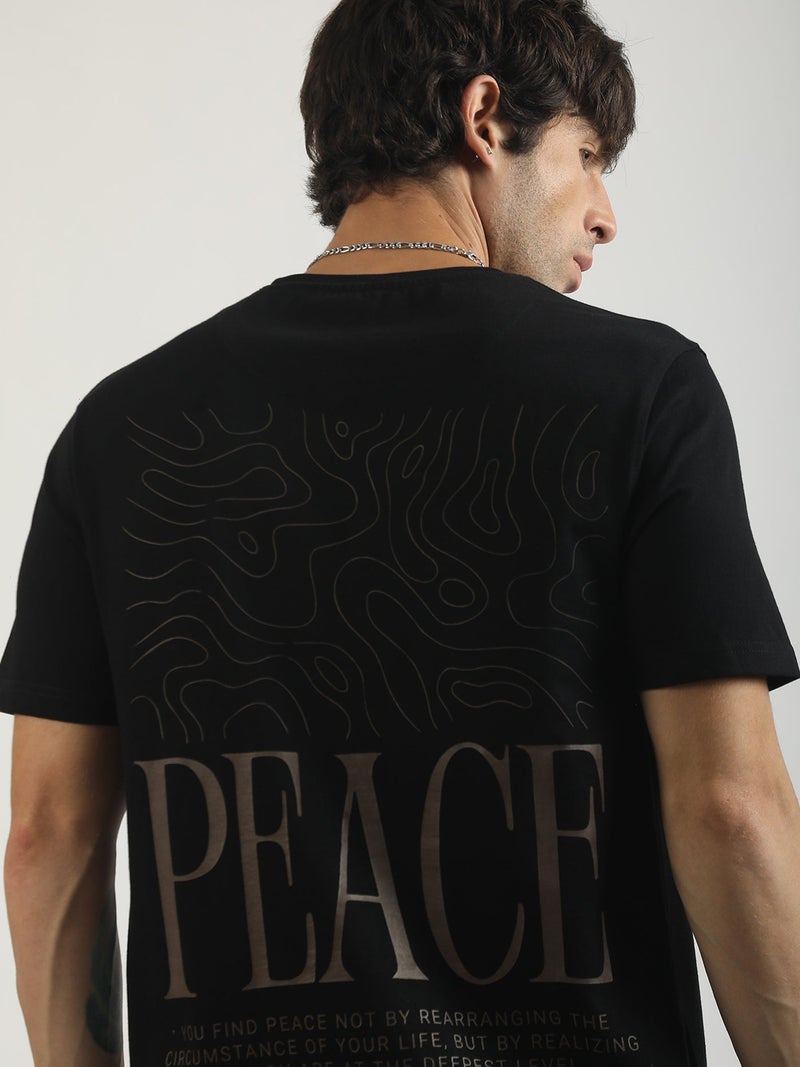 Maniac Mens Printed Round Neck Half Sleeve Hunter Green and Black Cotton T-Shirt - Image 4