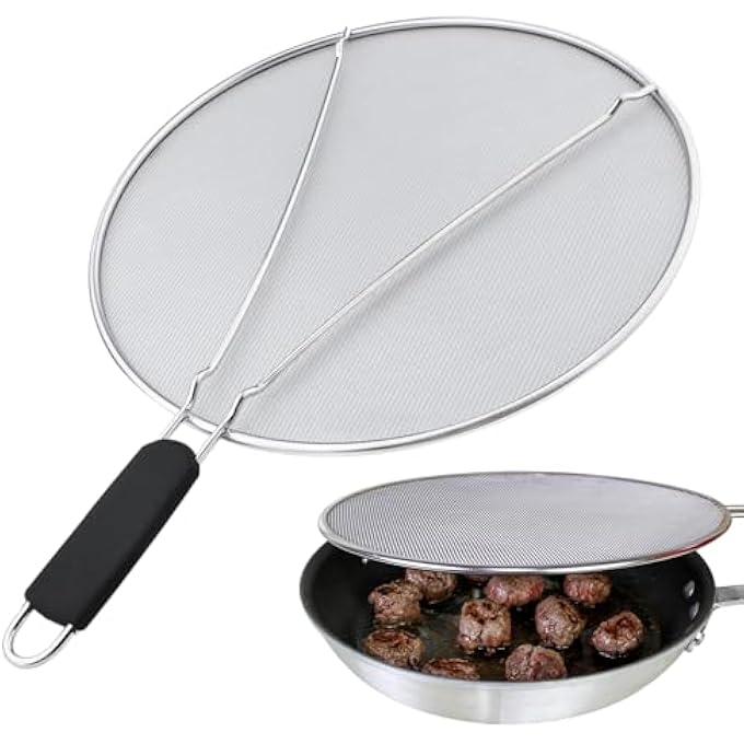 nalaina Grease Splatter Screen For Frying Pan 13 Inch Stainless Steel Grease Splatter Guard Stops 99 Of Hot Oil Protects Skin From Burns Hot Oil Splash Guard For Cooking To Prevent Oil Splatter - Image 1