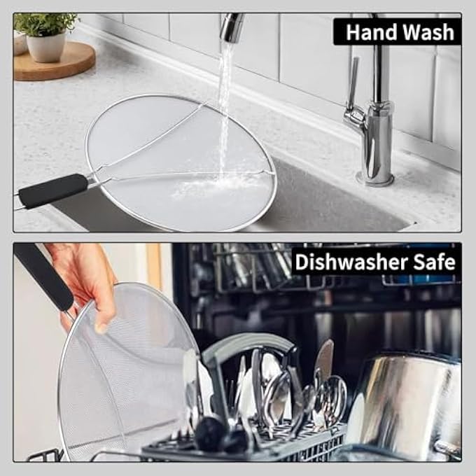 nalaina Grease Splatter Screen For Frying Pan 13 Inch Stainless Steel Grease Splatter Guard Stops 99 Of Hot Oil Protects Skin From Burns Hot Oil Splash Guard For Cooking To Prevent Oil Splatter - Image 5