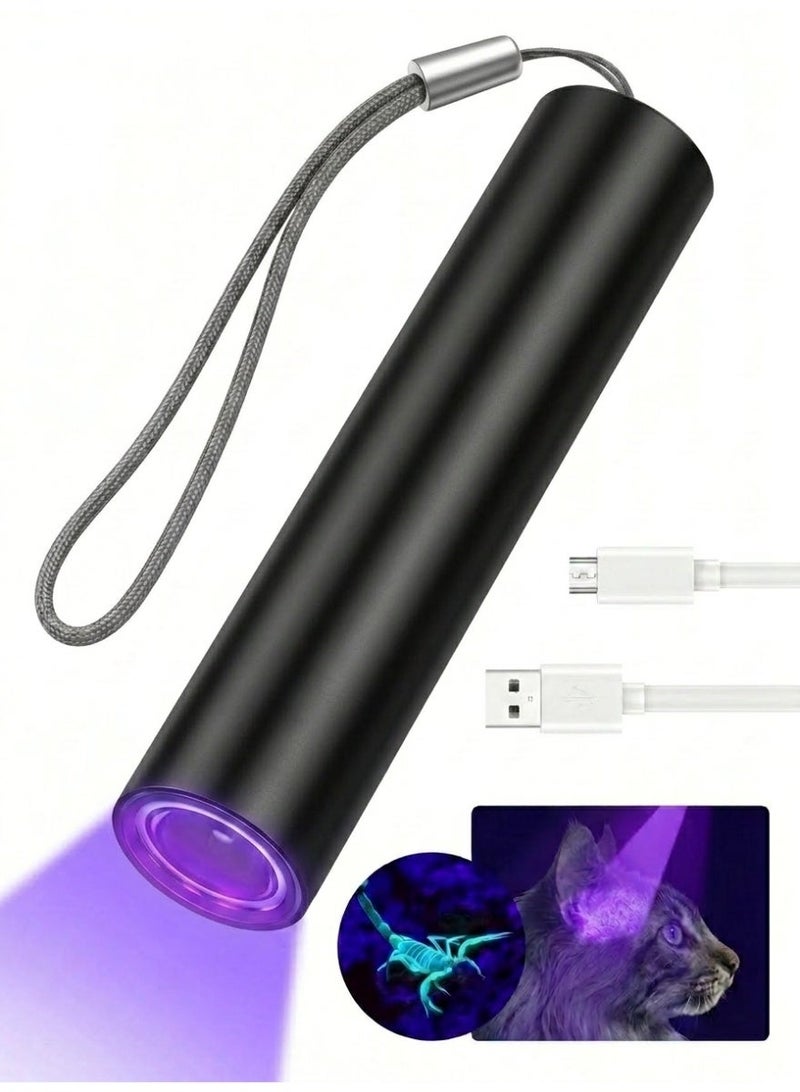 كشاف الأشعة فوق البنفسجية (UV) LED قابل للشحن 365 نانومتر - كشاف يدوي صغير محمول للكشف عن بول الحيوانات الأليفة، الفطريات، سعفة القطط، والعقارب - كشاف عقارب وضوء أسود مثالي للاستخدام المنزلي والرحلات - كشاف اشعة فوق بنفسجية و كشاف العقارب - Image 1