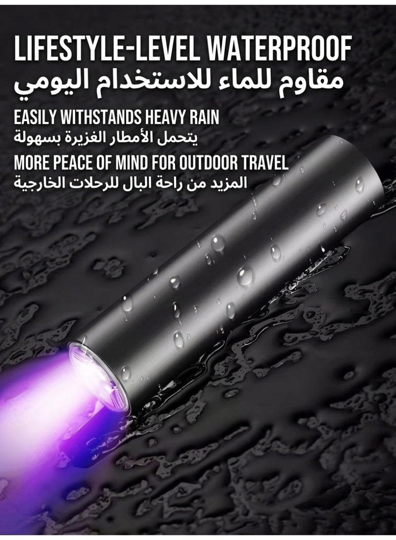 كشاف الأشعة فوق البنفسجية (UV) LED قابل للشحن 365 نانومتر - كشاف يدوي صغير محمول للكشف عن بول الحيوانات الأليفة، الفطريات، سعفة القطط، والعقارب - كشاف عقارب وضوء أسود مثالي للاستخدام المنزلي والرحلات - كشاف اشعة فوق بنفسجية و كشاف العقارب - Image 4