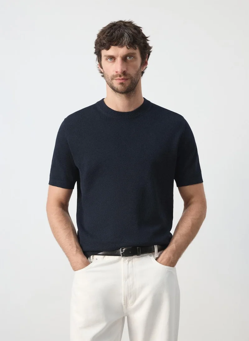 Fine Knit Cotton Blend T-Shirt