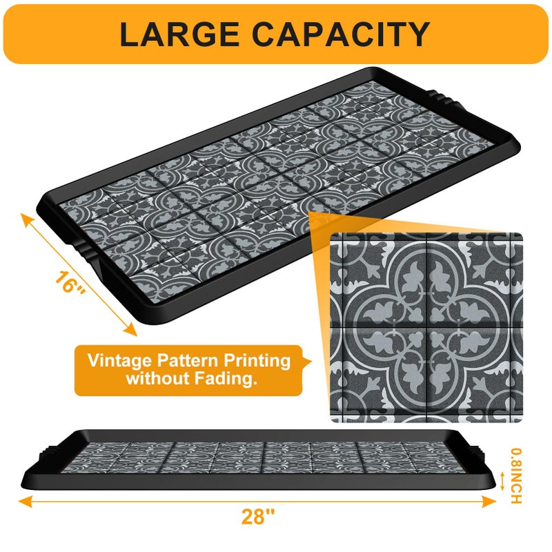 BEHERO Boot Tray Shoe Mat Decorative Patterned, Rubber Boot Matt Tray Indoor and Outdoor Use, 16" x27.5" Shoe Cleaning Mat Non-Slip, Shoe Storage Waterproof with Artistic Prints for Entryway(Gray) - Image 3