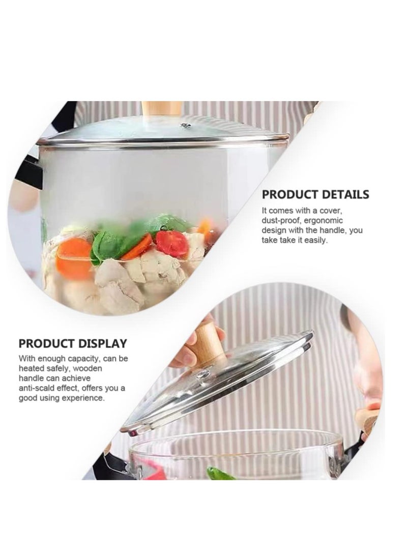 5.5L Kitchen Cooking Saucepan With Lid And Double Wooden Handle Glass Saucepan, Heat-resistant Glass Stovetop Clear Cooktop Safe for Pasta Noodle, Soup, Milk  - Image 4