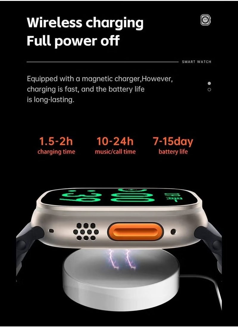 ماركة غير محددة - ساعة ذكية X8+ بلس الترا الجيل ال8 2.08 بوصة شاشة IPS NFC Bluetooth V5 شاحن لاسلكي IP67 مقاوم للماء - برتقالي - Image 1