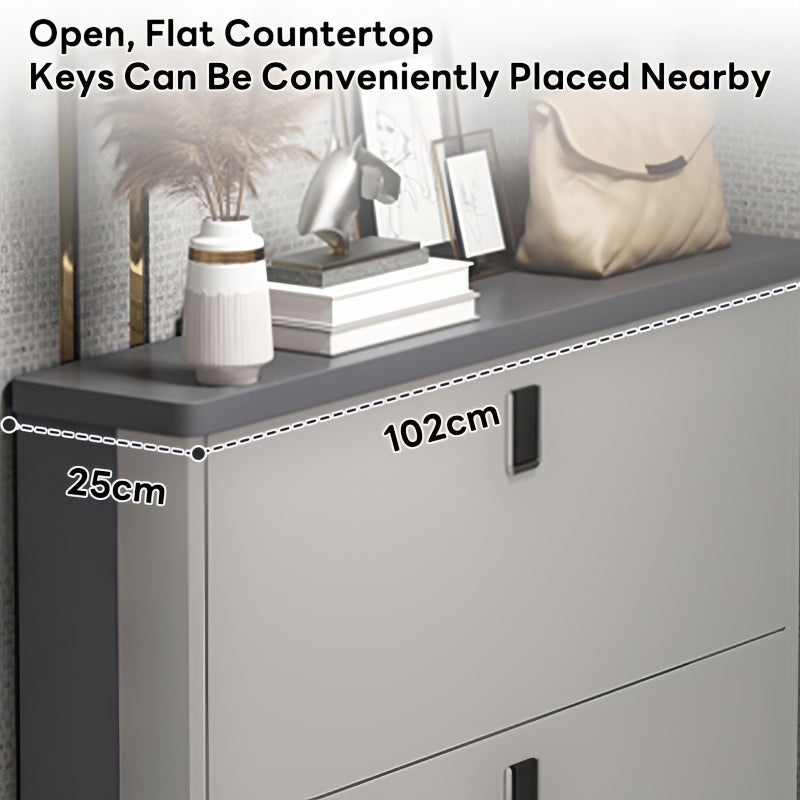 شاربدو خزانة أحذية 3 طبقات مع 3 أبواب، رف تخزين أحذية مناسب للمداخل وغرف المعيشة، منظم تخزين أحذية رفيع للغاية 102*25*120 سم - Image 4