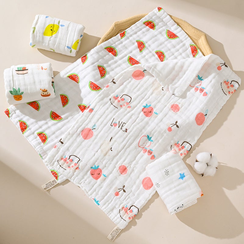 Gauze Six-Layer Small Towel Pure Cotton Class A Baby Gauze Face Towel Burp Cloth Bubble Gauze Bath Towel Drool Towel - Image 1