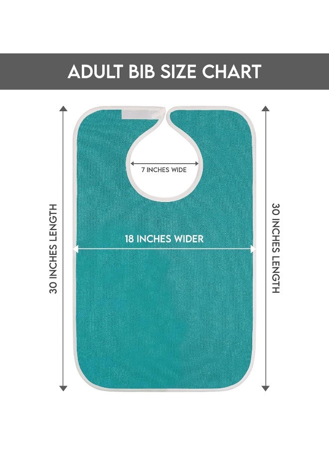 Utopia Towels منشفة يوتوبيا 3 عبوات ببرونز للبالغين للنساء والرجال المسنين، ببرونز مقاوم للماء لتناول الطعام، قابل للتعديل وقابل للغسل (تركواز) - Image 2