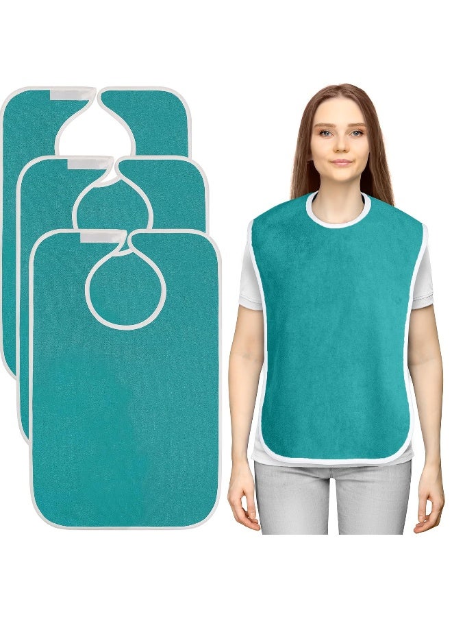 Utopia Towels منشفة يوتوبيا 3 عبوات ببرونز للبالغين للنساء والرجال المسنين، ببرونز مقاوم للماء لتناول الطعام، قابل للتعديل وقابل للغسل (تركواز) - Image 1