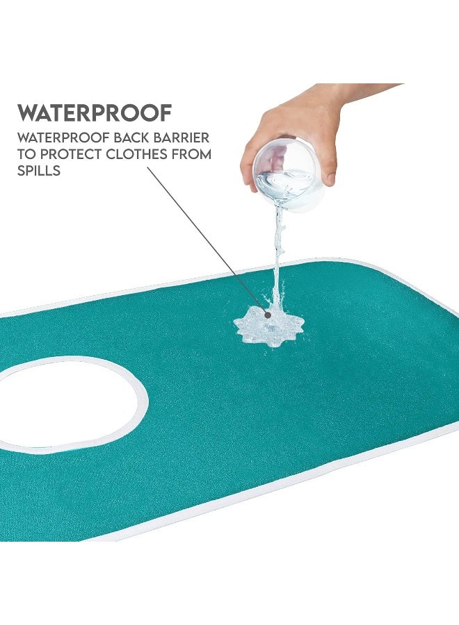 Utopia Towels منشفة يوتوبيا 3 عبوات ببرونز للبالغين للنساء والرجال المسنين، ببرونز مقاوم للماء لتناول الطعام، قابل للتعديل وقابل للغسل (تركواز) - Image 4