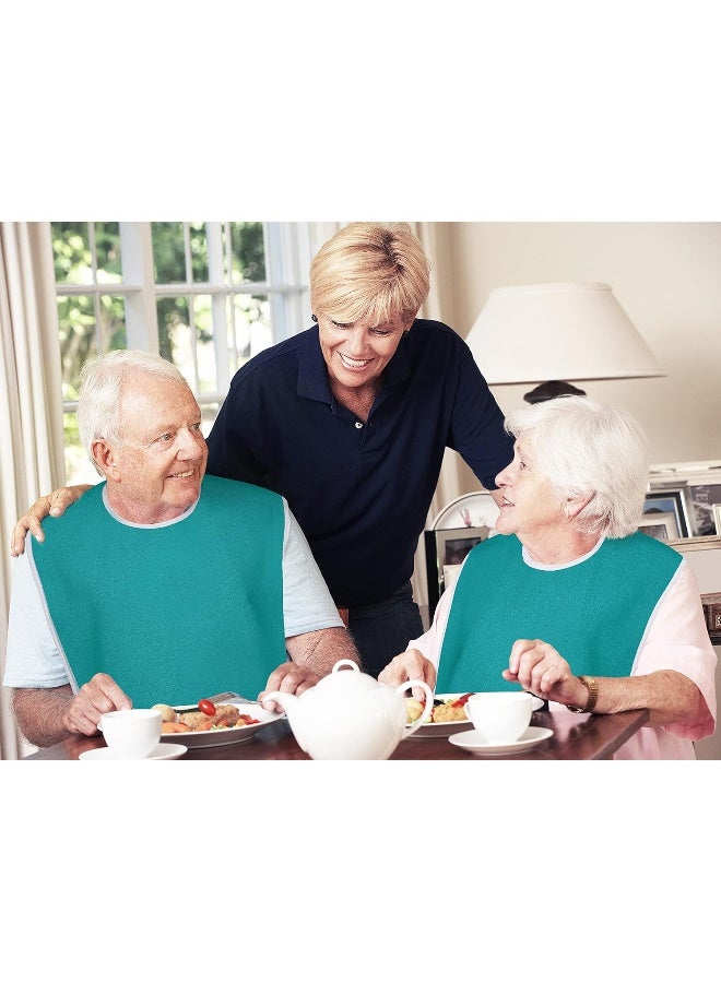 Utopia Towels منشفة يوتوبيا 3 عبوات ببرونز للبالغين للنساء والرجال المسنين، ببرونز مقاوم للماء لتناول الطعام، قابل للتعديل وقابل للغسل (تركواز) - Image 5