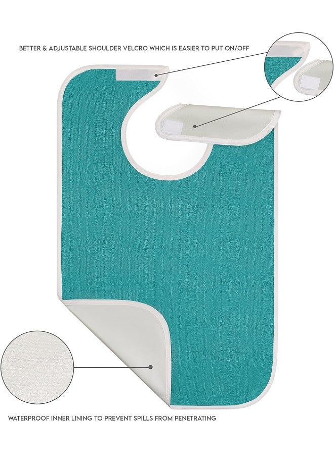 Utopia Towels منشفة يوتوبيا 3 عبوات ببرونز للبالغين للنساء والرجال المسنين، ببرونز مقاوم للماء لتناول الطعام، قابل للتعديل وقابل للغسل (تركواز) - Image 3