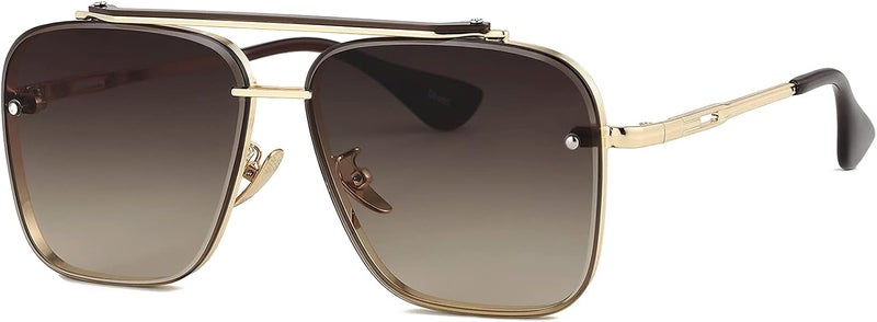 Gtand Fashion Oversized Square Aviator Gradient Sunglasses For Men Vintage Metal Side Shield Steampunk Sun Glasses 64mm - Image 1