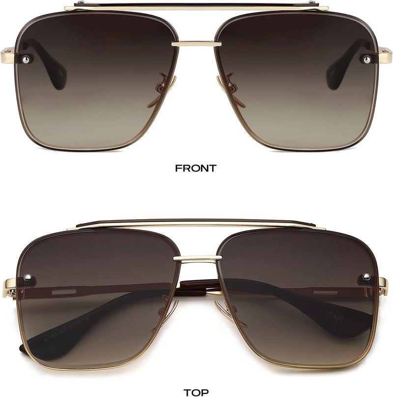Gtand Fashion Oversized Square Aviator Gradient Sunglasses For Men Vintage Metal Side Shield Steampunk Sun Glasses 64mm - Image 3