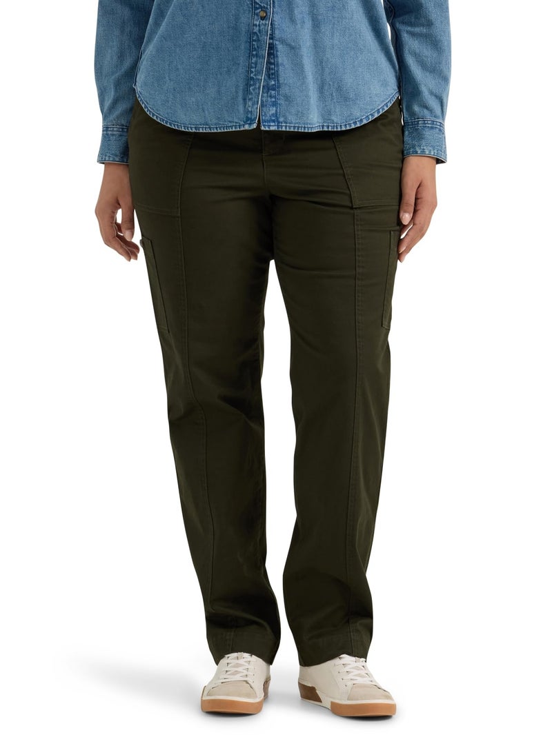 Lee Women's Plus Size Ultra Lux Comfort with Flex-to-Go Utility Pant Dark Olive Night 22 Plus - Image 1
