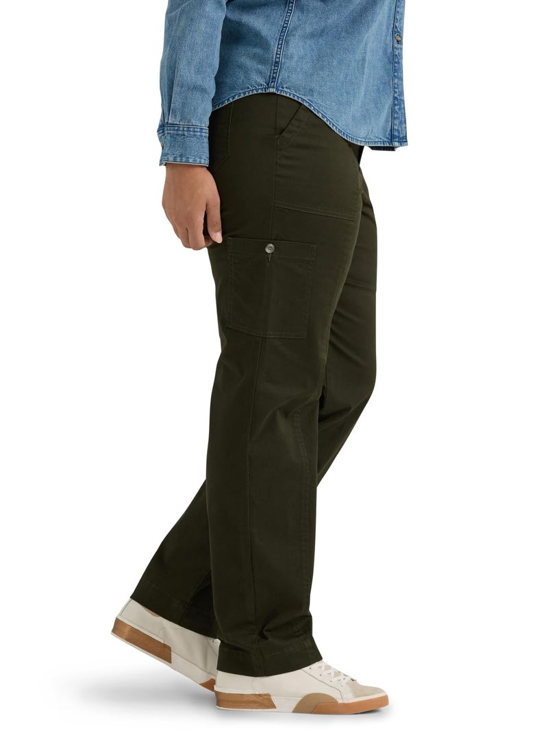 Lee Women's Plus Size Ultra Lux Comfort with Flex-to-Go Utility Pant Dark Olive Night 22 Plus - Image 2