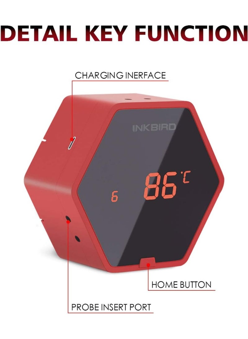 إنك بيرد ميزان حرارة لاسلكي يعمل بالبلوتوث للشواء IBT-6XS، مقياس حرارة رقمي 150 قدم بستة مجسات لشواية الطبخ للمُسخن، ميزان حرارة مغناطيسي للفرن مع مؤقت انذار لطعام المطبخ من اينكبيرد - Image 2