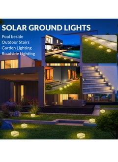 سيوسي أضواء الطوب الشمسية، 6 قطع LED بيضاء دافئة خارجية مقاومة للماء للمناظر الطبيعية الشمسية، 600 مللي أمبير في الساعة، نمط مكعبات الثلج للحديقة والفناء والحديقة والساحات وديكور الممشى  - Image 5