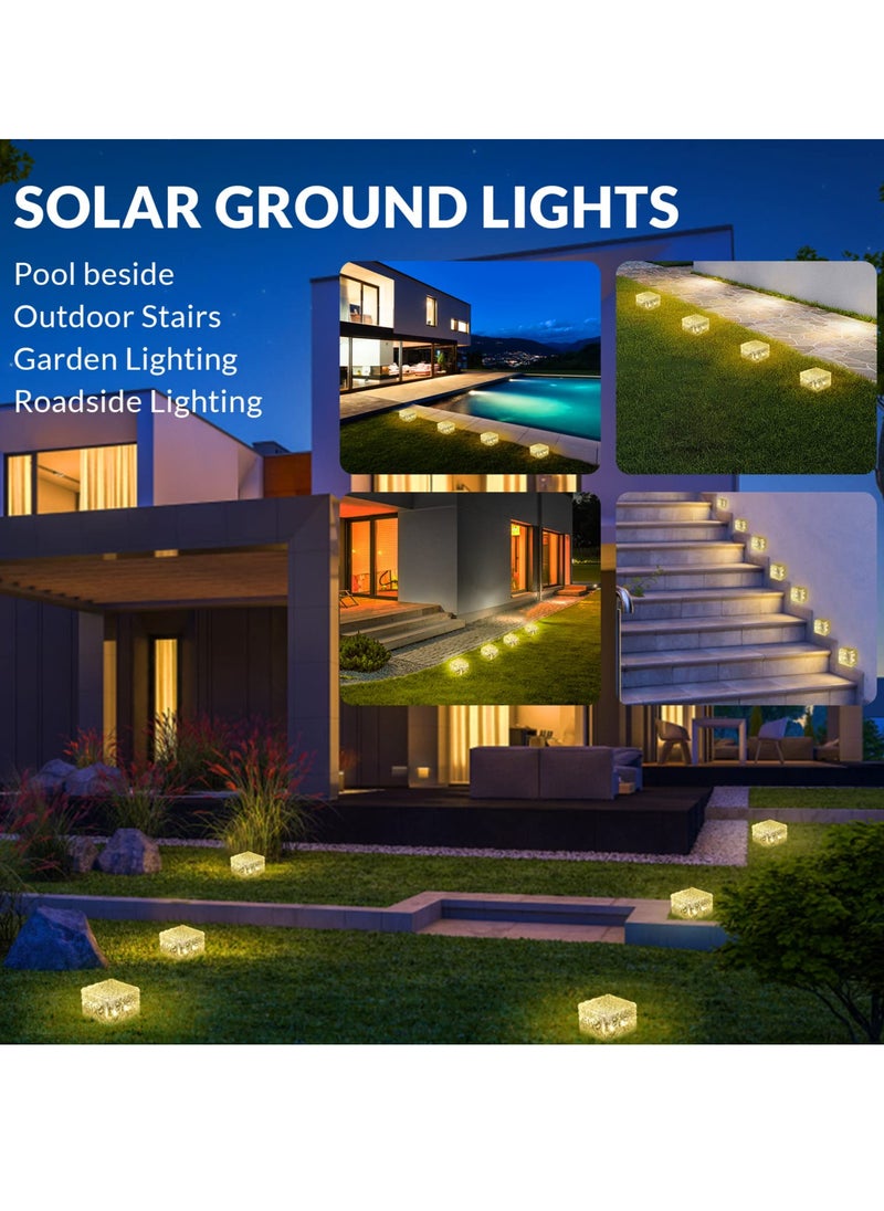 SYOSI Solar Brick Lights, 6 PCS LED Warm White Outdoor Waterproof Solar Landscape Path Lights, 600mAh, Ice Cube Style for Garden, Patio, Lawn, Yard, Walkway Decor  - Image 5