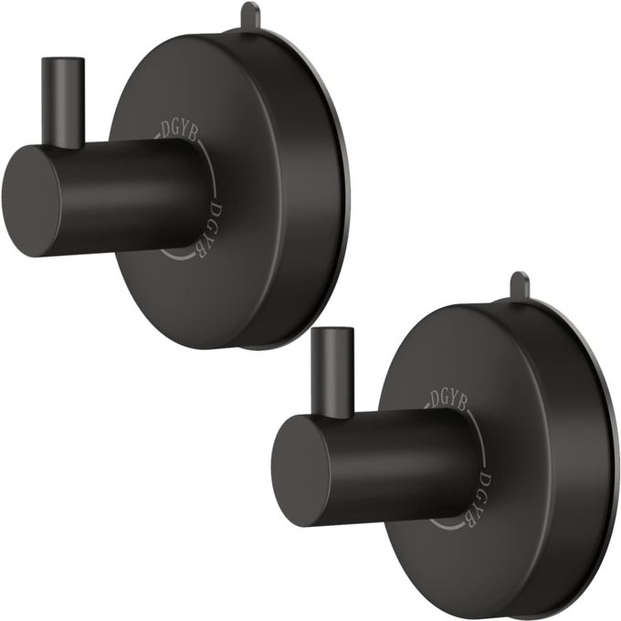SUCTION CUP HOOKS FOR SHOWER SET OF 2 TOWEL HOOKS FOR BATHROOMS SUS 304 STAINLESS STEEL MATTE BLACK SHOWER HOOK FOR LOOFAH 15 LB BATHROOM HOOK FOR TOWELS