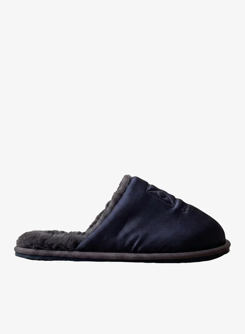 Satin and Faux Fur Slippers