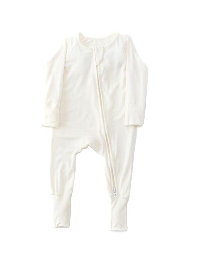 Anvi Baby Organic Zipper Romper 95% Bamboo 5% Spandex White 6 to 12 months - Image 1