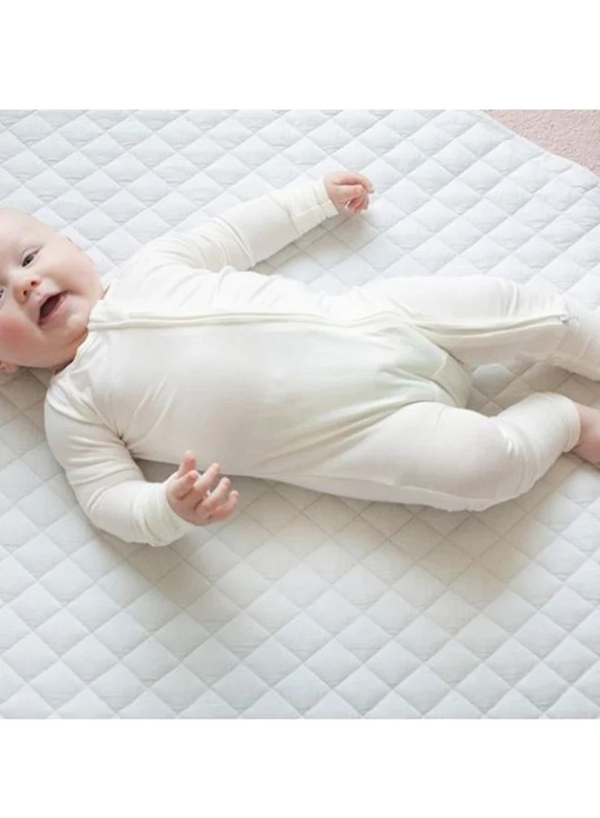 Anvi Baby Organic Zipper Romper 95% Bamboo 5% Spandex White 6 to 12 months